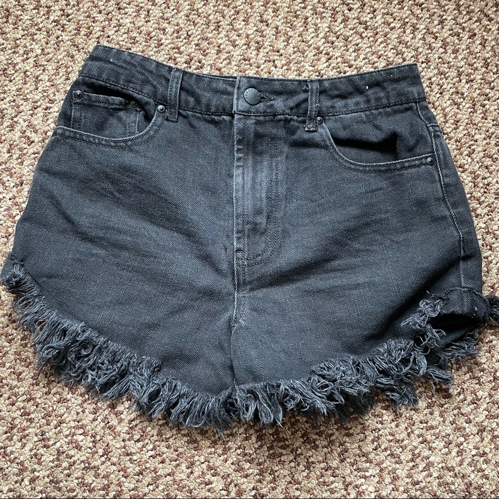 • black denim forever 21 fringe shorts